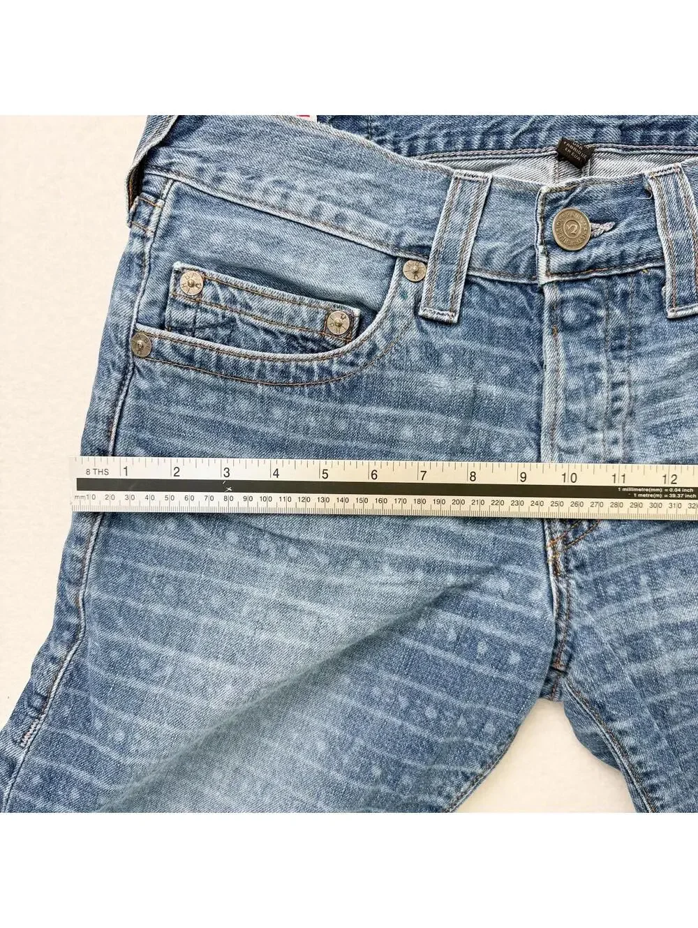 True Religion Geno Slim Distressed Denim Cut Off Shorts Made USA Mens 32